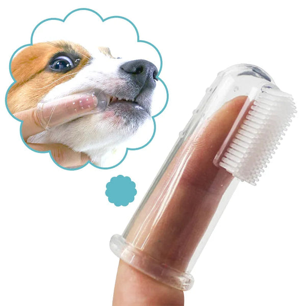 Escova de dentes para animais de estimação cão gato limpeza de sílica gel