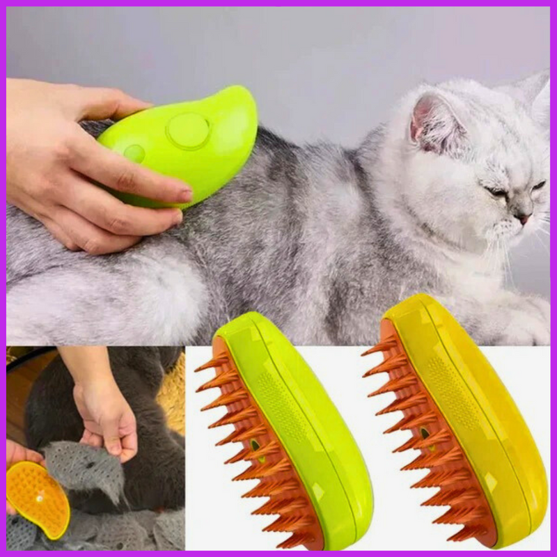 Escova fumegante para gatos e cães com pente de massagem spray de água embutido elétrico